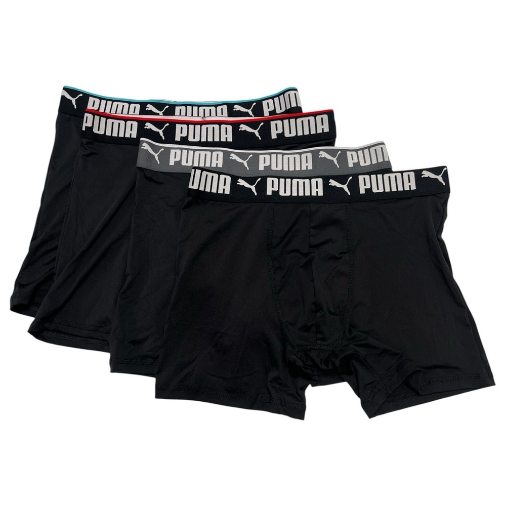 PUMA Men's Boxer Briefs 4-Pack Athletic Fit  Stretch Cooling Underwear Size S